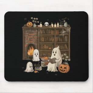 Tapis De Souris Vintage Fantôme d'Halloween tenant un chat noir Su