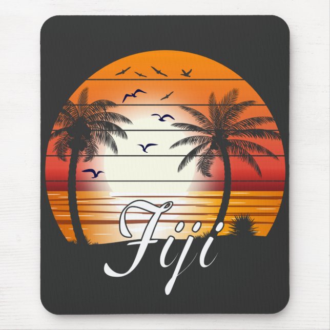Tapis De Souris Vintage Fiji Palm Trees Summer Beach (Devant)