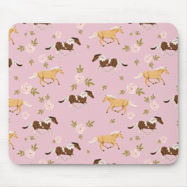 Tapis De Souris Vintage Floral Horse Motif (Devant)