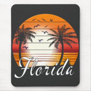 Tapis De Souris Vintage Floride USA Palm Trees Summer Beach
