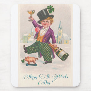 Tapis De Souris Vintage Happy Jour de la Saint Patrick Shamrock Ch