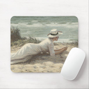 Tapis De Souris Vintage Lady sur la plage