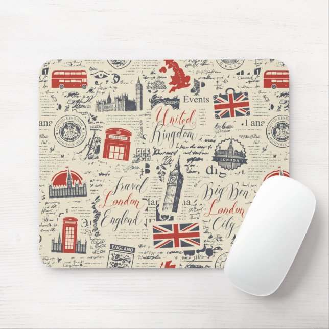 Tapis De Souris Vintage Londres Mousepad (Avec souris)