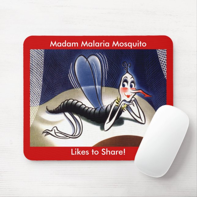 Tapis De Souris Vintage Madame Malaria Mosquito (Avec souris)