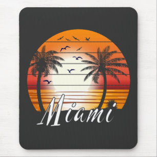 Tapis De Souris Vintage Miami Floride Palm Trees Summer Beach