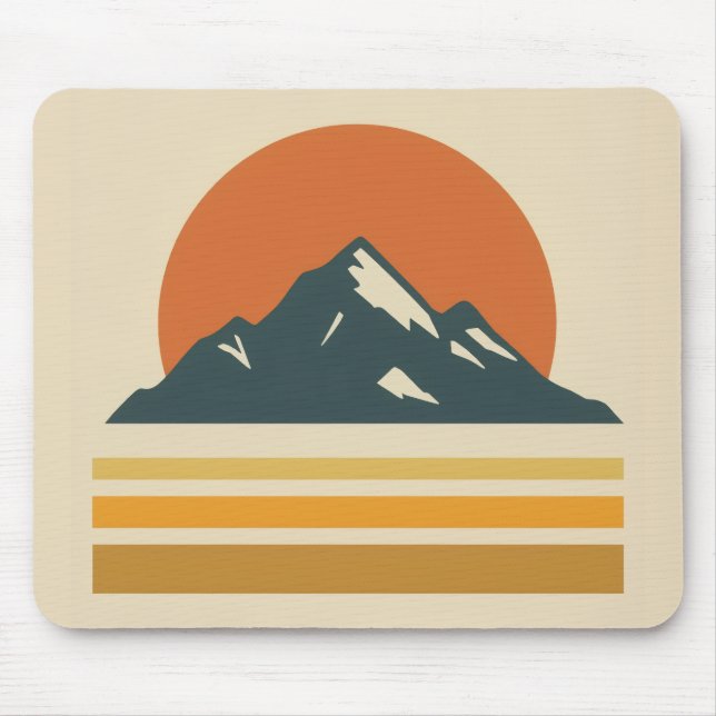 Tapis De Souris Vintage Mountain Mousepad – Retro Adventure Desk  (Devant)