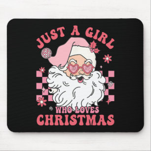 Tapis De Souris Vintage Pink Santa Claus Noël Filles Fête X