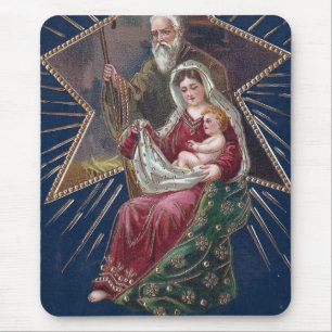 Tapis De Souris Vintage Religieux Marie et Bébé Jésus Noël