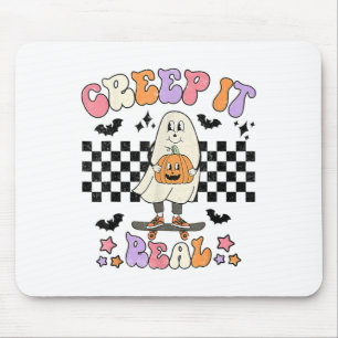Tapis De Souris Vintage Retro Halloween Creep It Real Ghost Boy Fa