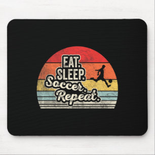 Tapis De Souris Vintage Rétro Manger Dormir Football Répéter T Shi