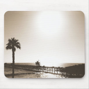 Tapis De Souris vintage rétro san clemente pier california sepia
