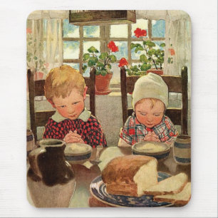Tapis De Souris Vintage Thanksgiving, Grâces Enfants