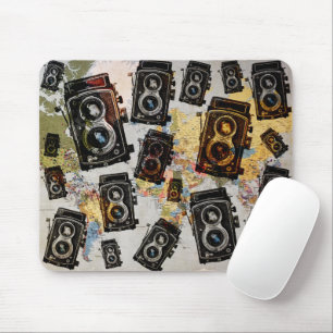 Tapis De Souris Vintage Travel Camera Pattern