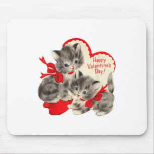 Tapis De Souris Vintage Valentines Jour Chat Kitten Kitty Retro Va