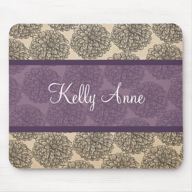 Tapis De Souris Vintage violet Zinnia Mousepad (Devant)
