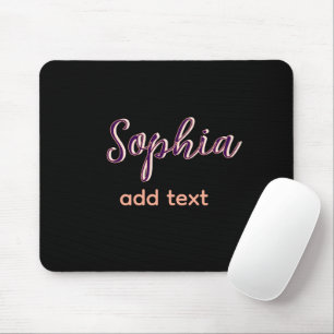 Tapis De Souris violet ajouter nom fille patron texte noir élégant