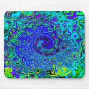 Tapis De Souris Violet Bleu Abstrait Rétro Tourbillon Liquide Trip