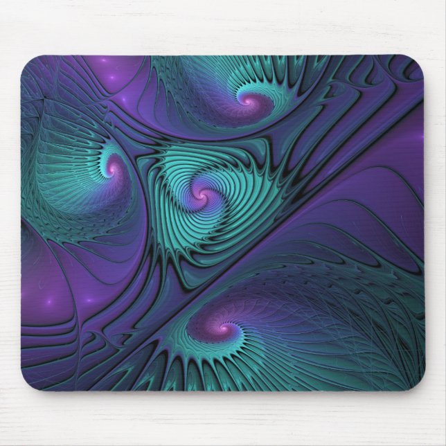 Tapis De Souris Violet rencontre Turquoise moderne art fractal abs (Devant)