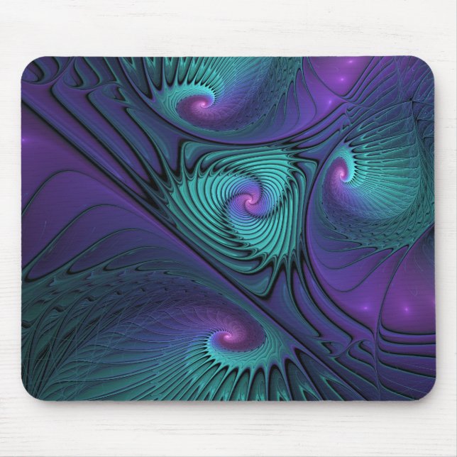 Tapis De Souris Violet rencontre Turquoise moderne art fractal abs (Devant)