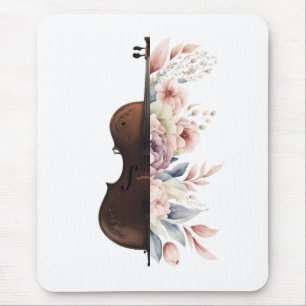 Tapis De Souris Violon parmi les fleurs. Bouquet de fleurs.