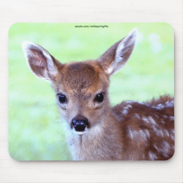 Tapis De Souris Virginia Deer Fawn Baby Animal Wildlife Art (Devant)