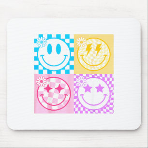 Tapis De Souris Visage à damier sourire heureux rétro ambiance Tre