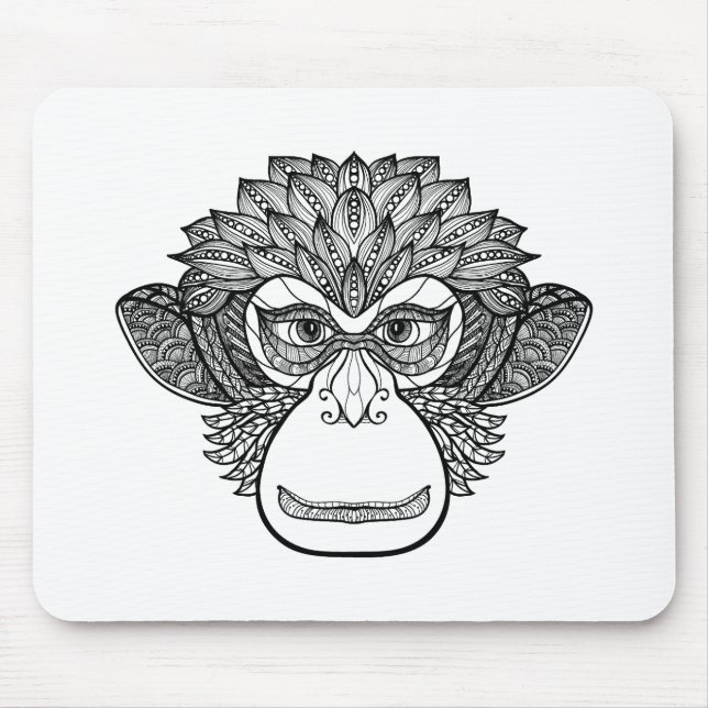 Tapis De Souris Visage de griffonnage de singe (Devant)