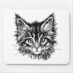Tapis De Souris Visage de Kitten noir et blanc