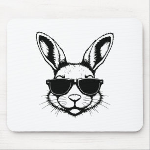Tapis De Souris Visage De Lapin Avec Sungles Pâques Jour Pour Les