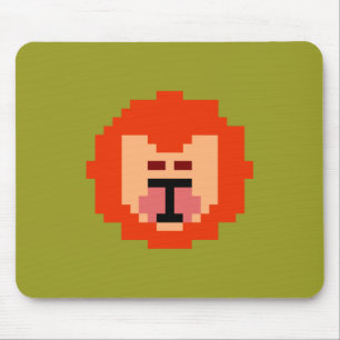 Tapis De Souris Visage de lion mignon pixelisé 