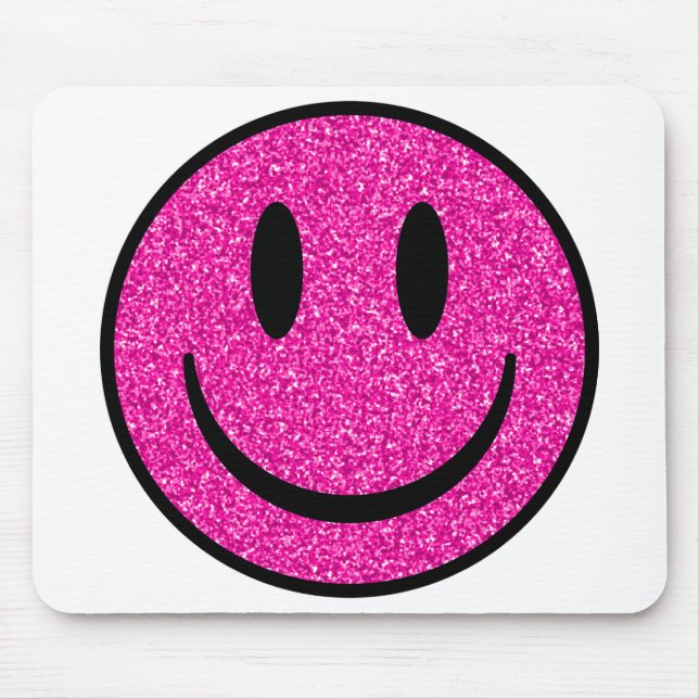 Tapis De Souris Visage de sourire rose Parties scintillant (Devant)