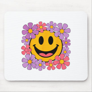 Tapis De Souris Visage Sourire Fleur Retro Heureux Esthétique Prép