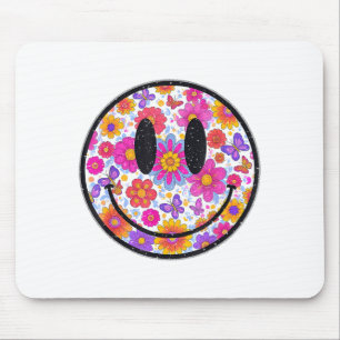 Tapis De Souris Visage Sourire Joyeux Rétro Marguerite Style Prépa