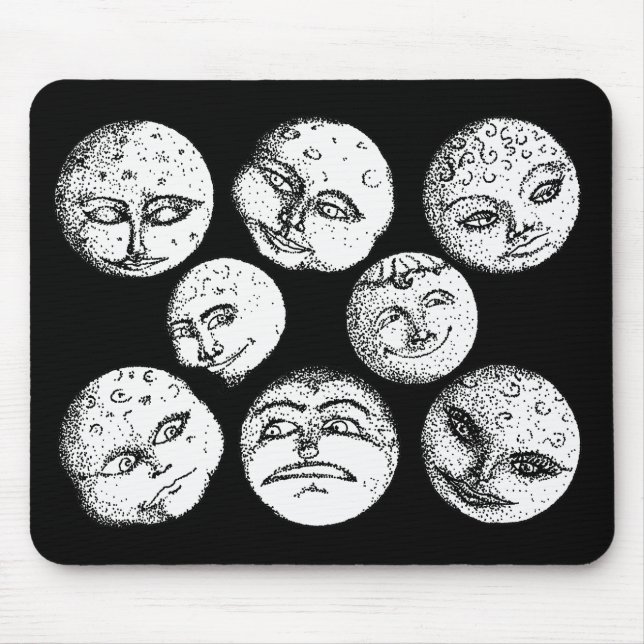 Tapis De Souris Visages de lune Mousepad - noir (Devant)