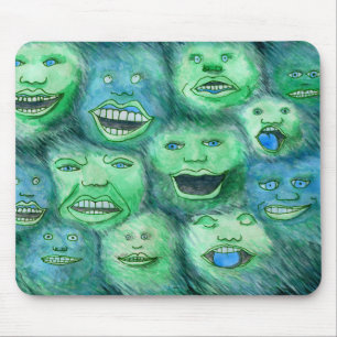 Tapis De Souris Visages drôles. Monstres de bande dessinée
