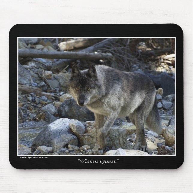 Tapis De Souris "Vision Quest" Cartouche de souris de loup gris (Devant)