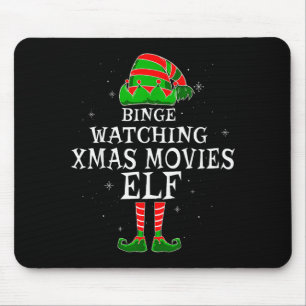 Tapis De Souris Visionnage marathon de films de Noël Elf Famille a