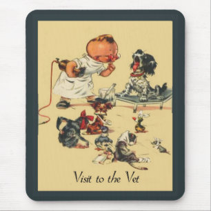 Tapis De Souris Visite vétérinaire vintage au vétérinaire