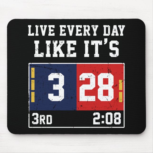 Tapis De Souris Vivre chaque jour Comme c'est 28-3 Football (Devant)