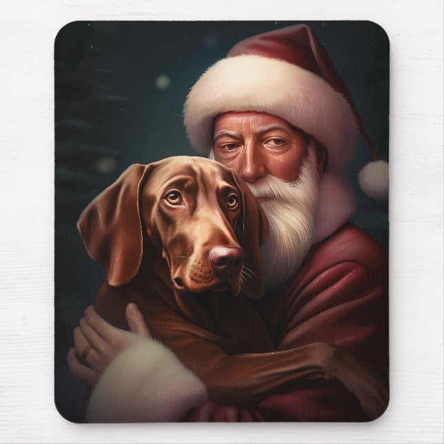 Tapis De Souris Vizsla avec Noël Festif du Père Noël (Devant)
