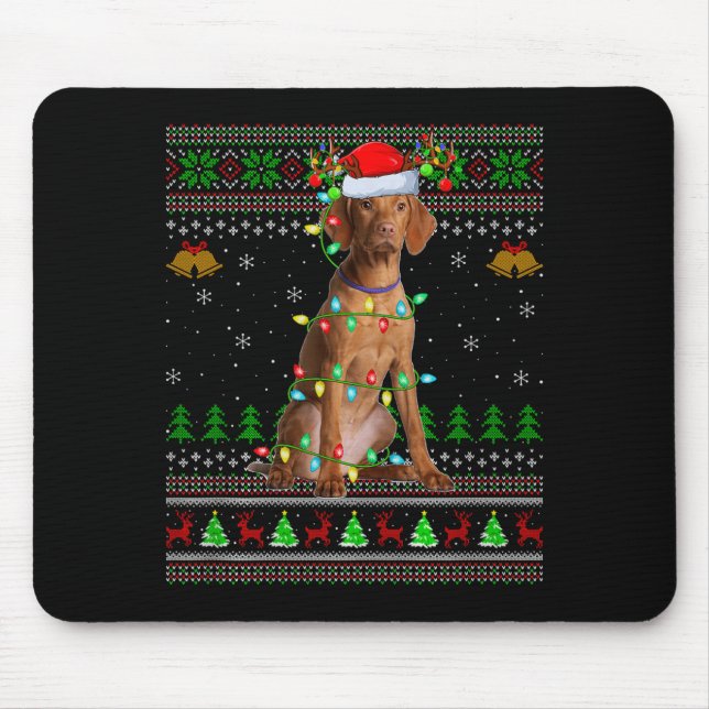 Tapis De Souris Vizsla Dog Ugly Christmas Sweaters Holiday Santa X (Devant)