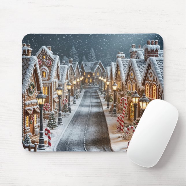 Tapis De Souris Voie de pain d'épices de Noël (Avec souris)