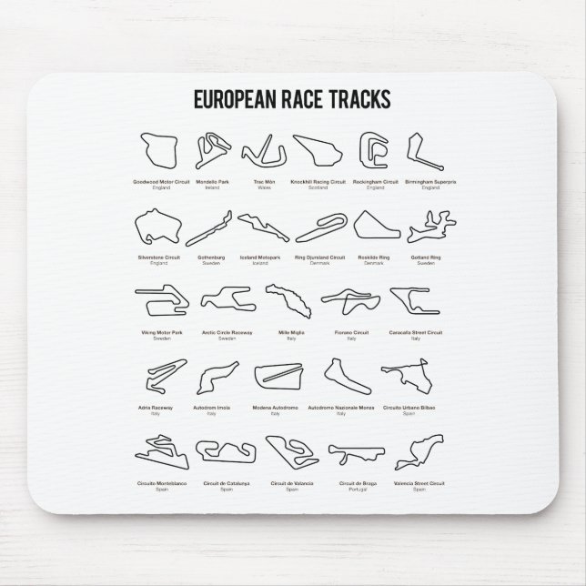 Tapis De Souris Voies de course européennes (Devant)