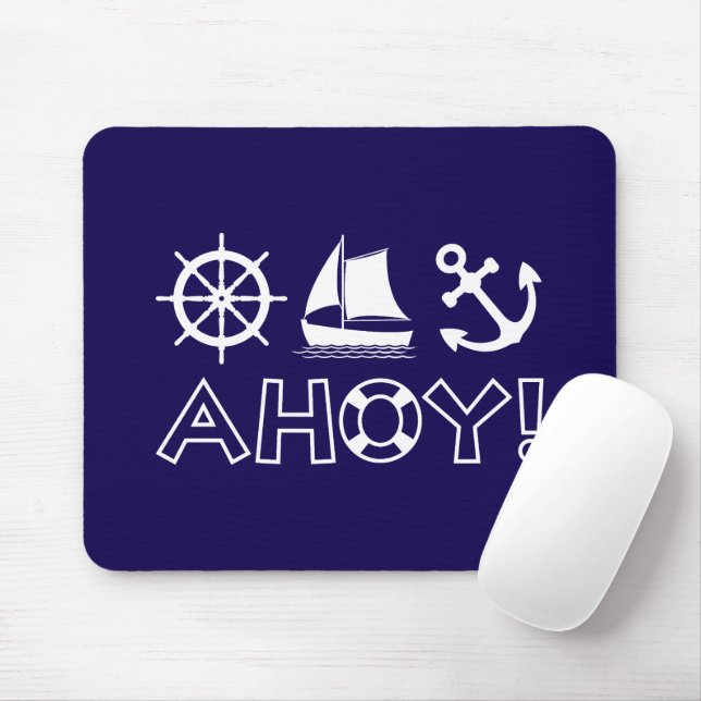 Tapis De Souris Voilier Ancre Ahoy! BLANCHE (Avec souris)