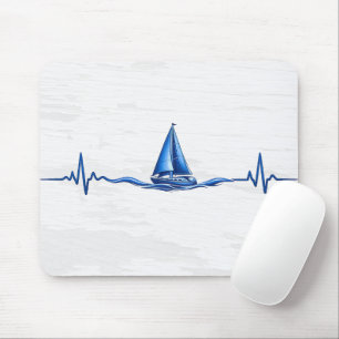 Tapis De Souris Voilier naviguant sur un graphique de battement de
