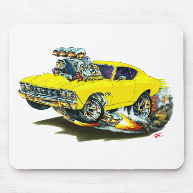 Tapis De Souris Voiture 1968-69 jaune de Chevelle (Devant)