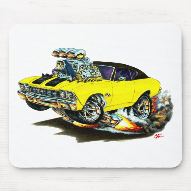 Tapis De Souris Voiture 1968-69 supérieure Jaune-Noire de Chevelle (Devant)