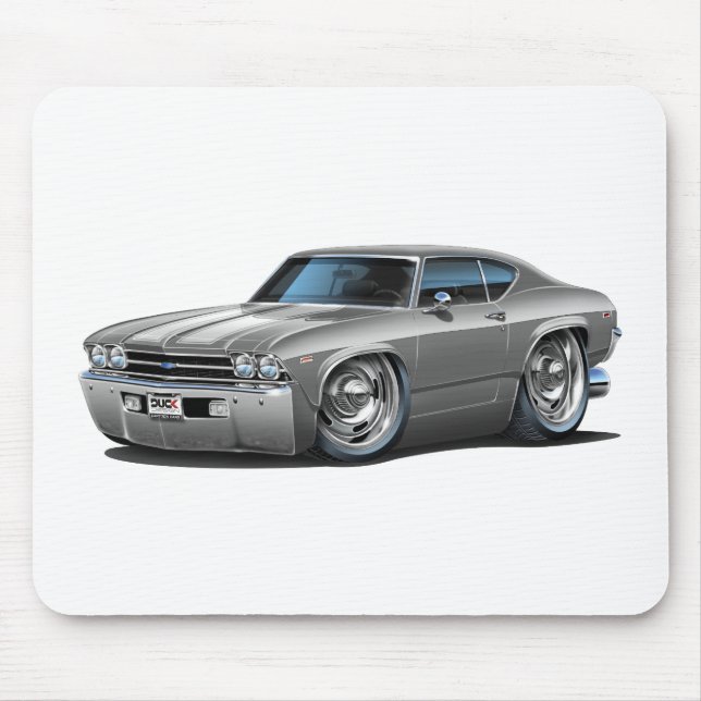 Tapis De Souris Voiture 1969 Argent-Blanche de Chevelle (Devant)