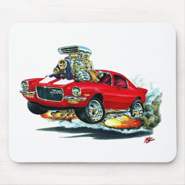 Tapis De Souris Voiture 1970-72 Rouge-Blanche de Camaro (Devant)