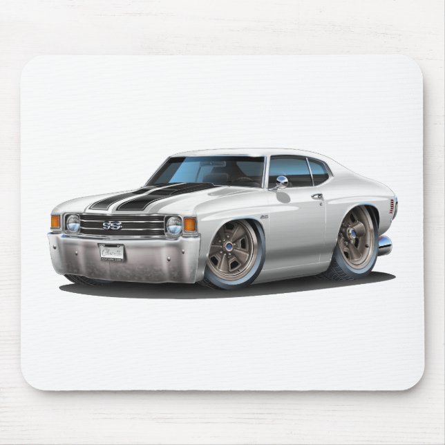 Tapis De Souris Voiture 1971-72 Blanc-Noire de Chevelle (Devant)